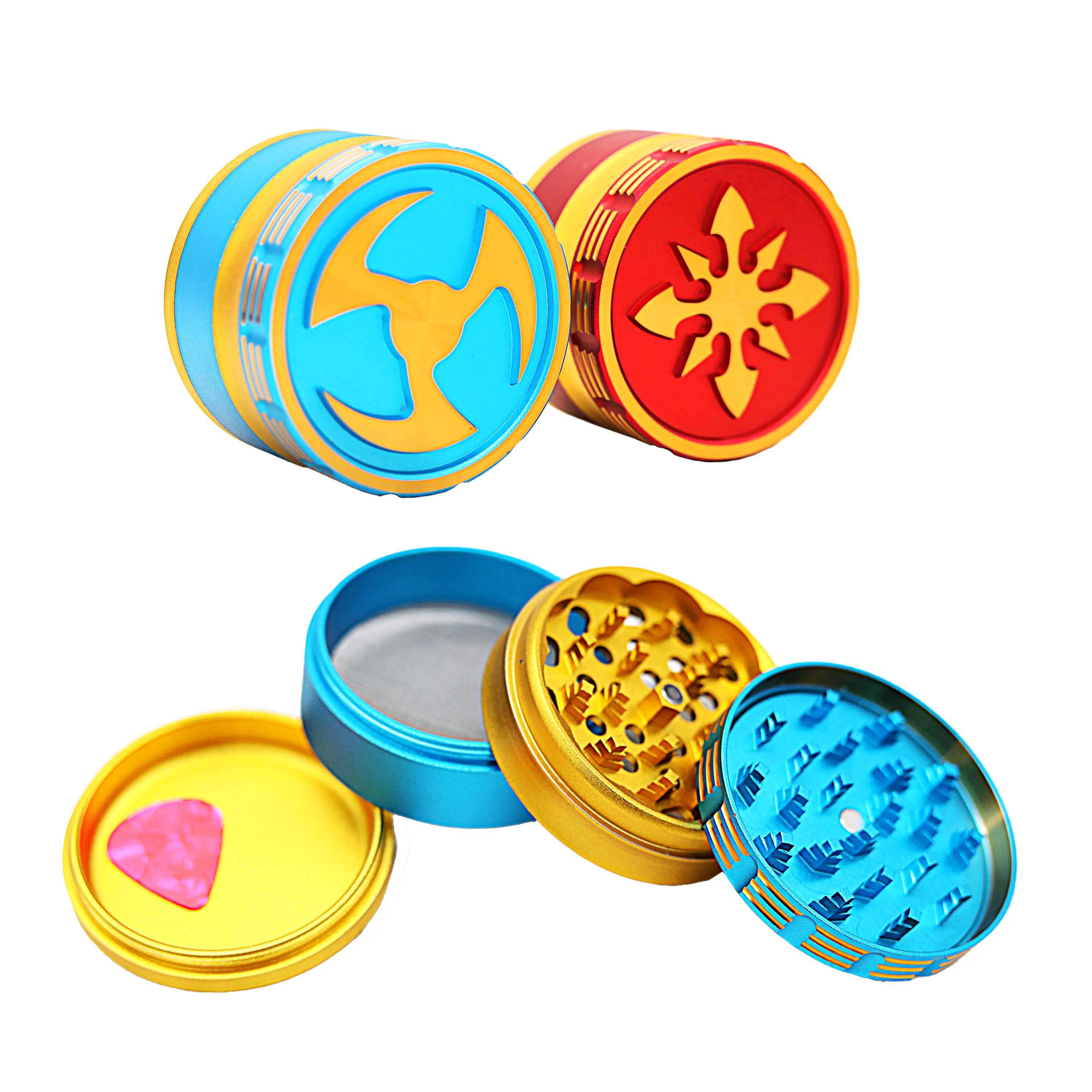 Crushers Matte Finish Spinner Designs 4 Part Grinder (GR250) | 75mm | Assorted Colors product image